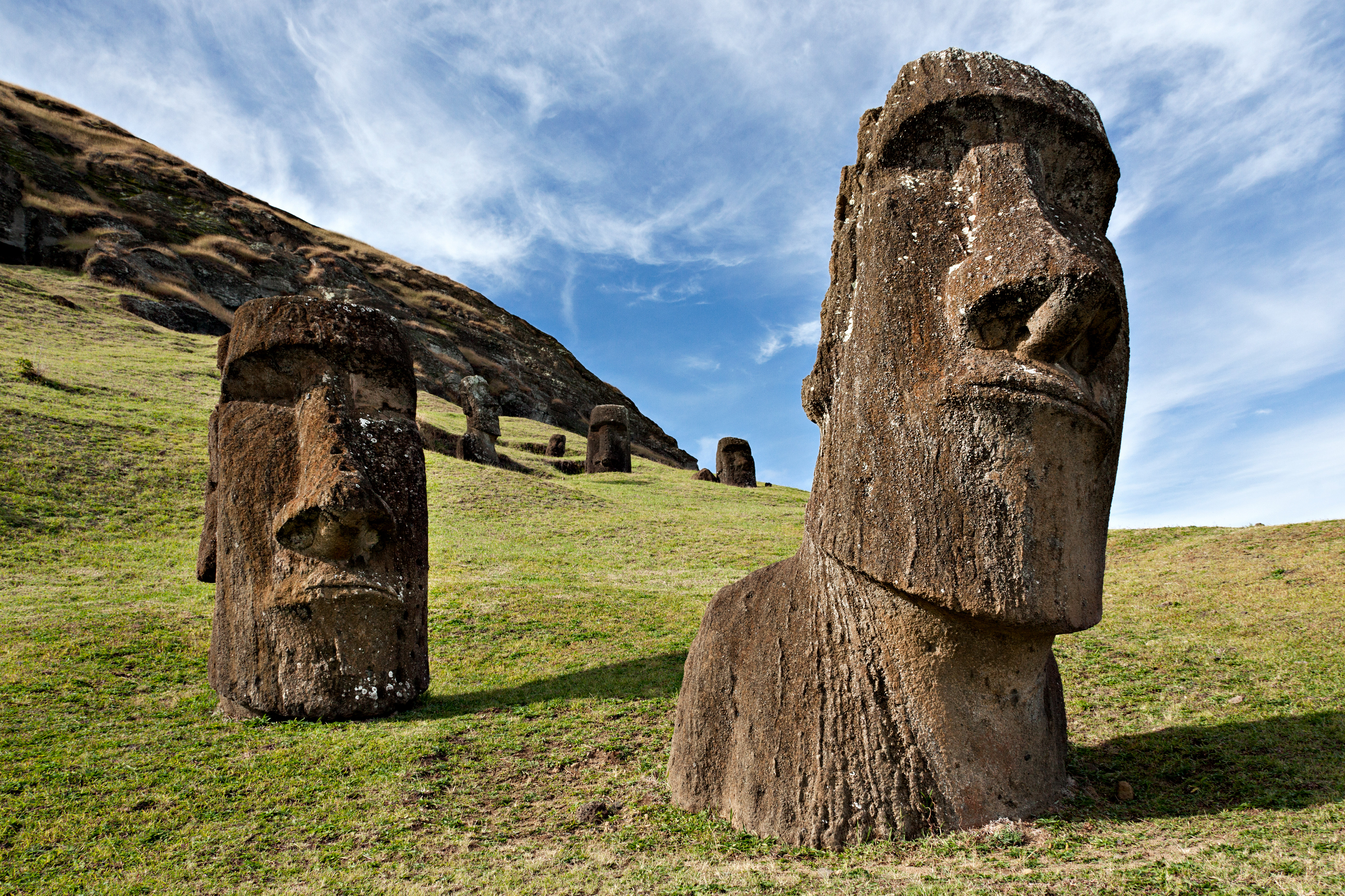 Moai statues, rano raraku, easter island, polynesia