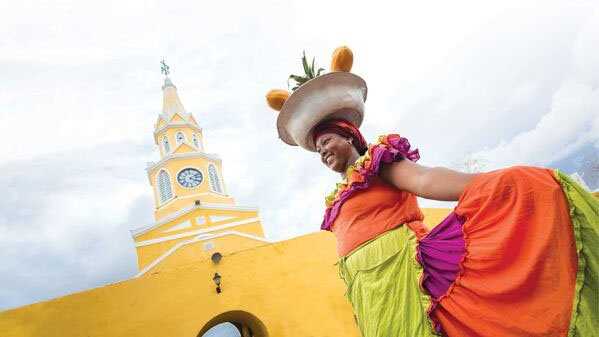 woman in colorful skirt